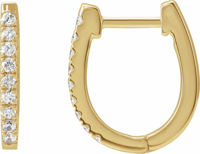 14K Yellow 1/5 CTW Natural Diamond Hoop Earrings