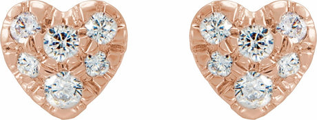 14K Rose Gold 1/10 CTW Natural Diamond Heart Earrings