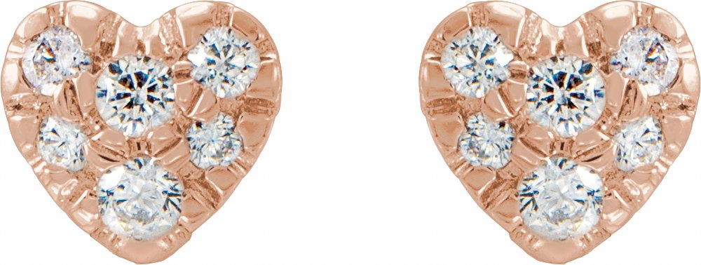 14K Rose Gold 1/10 CTW Natural Diamond Heart Earrings
