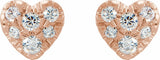 14K Rose Gold 1/10 CTW Natural Diamond Heart Earrings