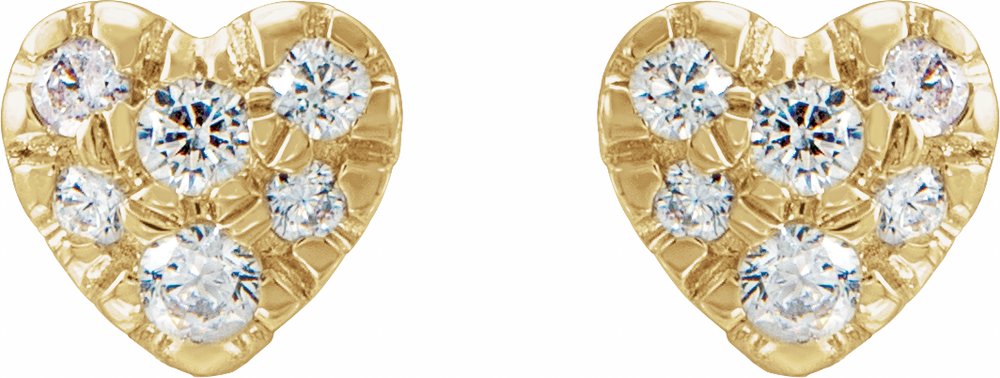 14K Yellow 1/10 CTW Natural Diamond Heart Earrings