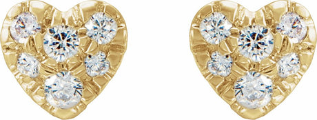 14K Yellow Gold 1/10 CTW Natural Diamond Heart Earrings