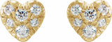 14K Yellow Gold 1/10 CTW Natural Diamond Heart Earrings