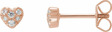 14K Rose Gold 1/10 CTW Natural Diamond Heart Earrings