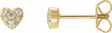 14K Yellow Gold 1/10 CTW Natural Diamond Heart Earrings