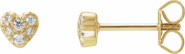 14K Yellow Gold 1/10 CTW Natural Diamond Heart Earrings