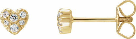 14K Yellow Gold 1/10 CTW Natural Diamond Heart Earrings