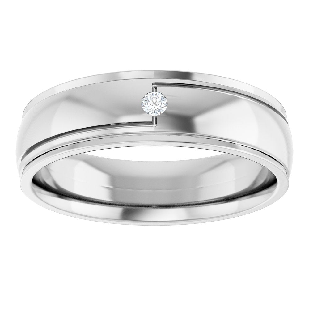 14K White .03 CT Natural Diamond Band Size 10