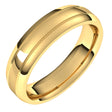 14K Yellow Gold 5 mm Beveled-Edge Grooved Comfort-Fit Half Round Band Size 10