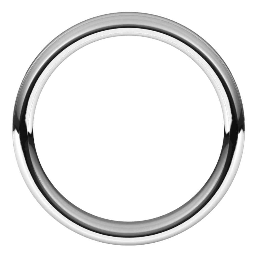 14K White Gold 5 mm Beveled-Edge Grooved Comfort-Fit Half Round Band Size 9