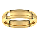14K Yellow Gold 5 mm Beveled-Edge Grooved Comfort-Fit Half Round Band Size 10