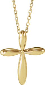 14K Yellow 17x13 mm Cross 16-18" Necklace