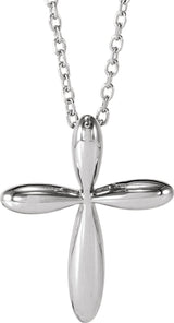 14K White Gold 17x13 mm Cross 16-18" Necklace