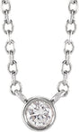 14K White 1/10 CT Natural Diamond 16-18" Necklace