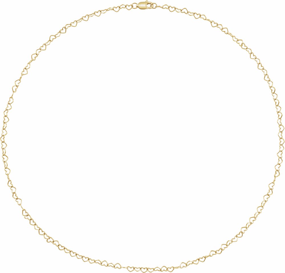 14K Yellow 3.2 mm Heart Cable 9" Chain