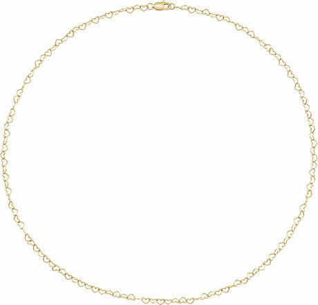 14K Yellow 3.2 mm Heart Cable 9" Chain