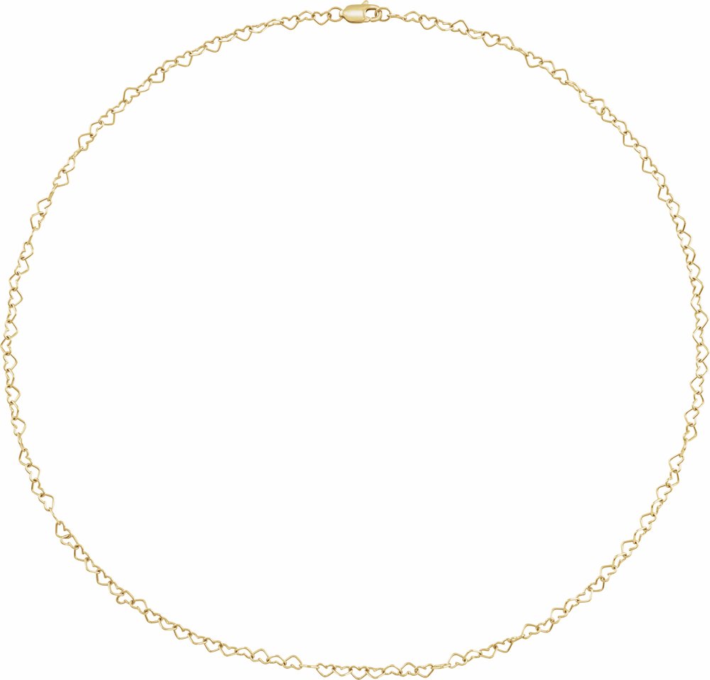 14K Yellow Gold 3.2 mm Heart Cable 9" Chain