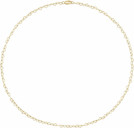 14K Yellow Gold 3.2 mm Heart 20" Chain
