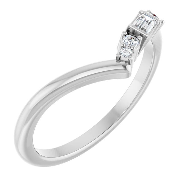 14K White 1/6 CTW Lab-Grown Diamond Contour Band