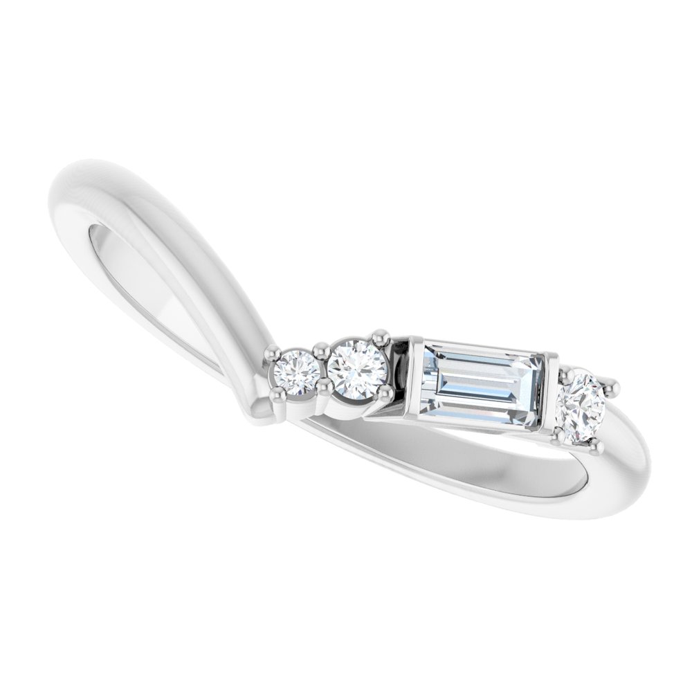 14K White 1/6 CTW Lab-Grown Diamond Contour Band