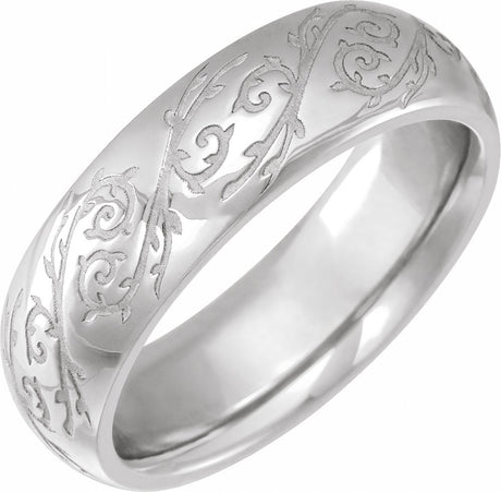 Sterling Silver 6 mm Sculptural Half Round Band 