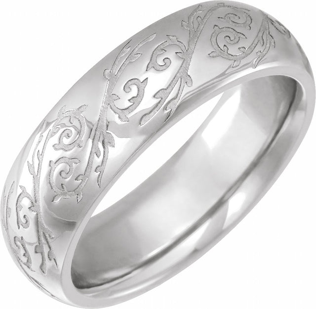 Sterling Silver 6 mm Sculptural Half Round Band 
