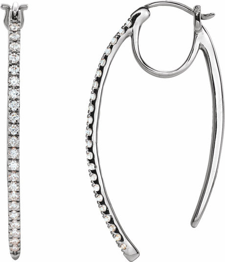 14K White 1/2 CTW Natural Diamond Hoop Earrings