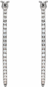 14K White 1/2 CTW Natural Diamond Hoop Earrings
