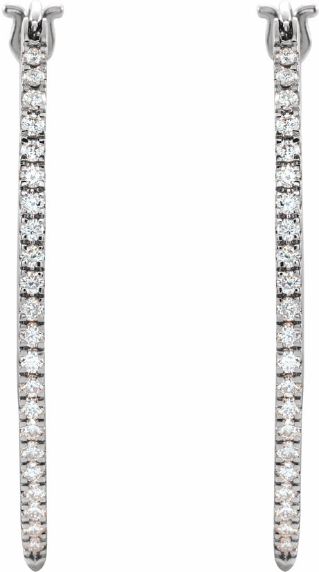 14K White 1/2 CTW Natural Diamond Hoop Earrings