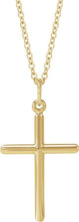 14K Yellow Gold Cross 18" Necklace