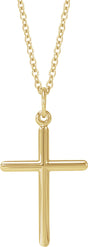 14K Yellow Gold Cross 18" Necklace