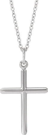 14K White Cross 18" Necklace