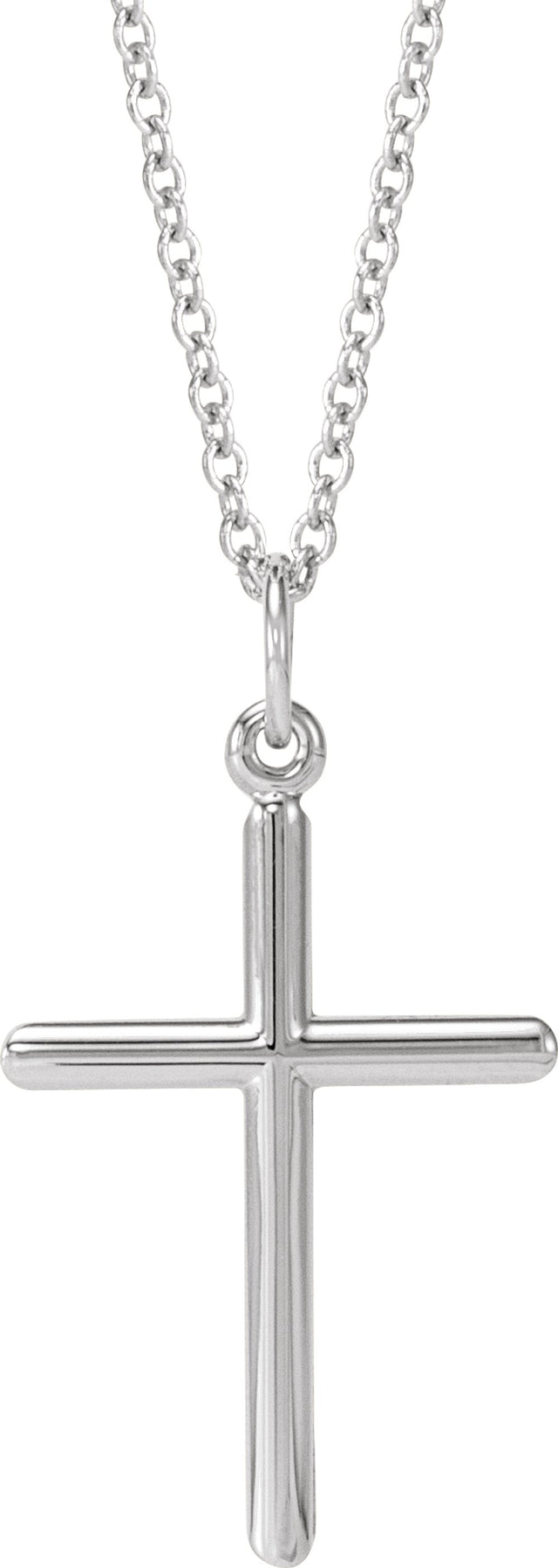 14K White Cross 18" Necklace