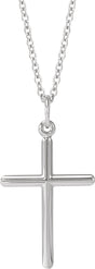 14K White Cross 18" Necklace