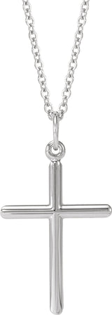 14K White Gold Cross 18" Necklace