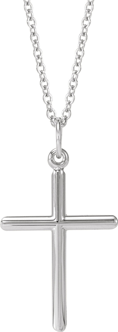 14K White Gold Cross 18" Necklace