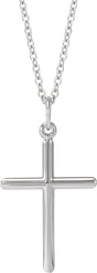 14K White Gold Cross 18" Necklace