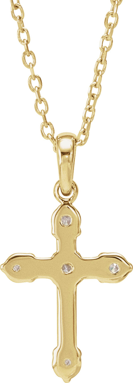 14K Yellow Gold 1/6 CTW Natural Diamond Cross 16-18" Necklace
