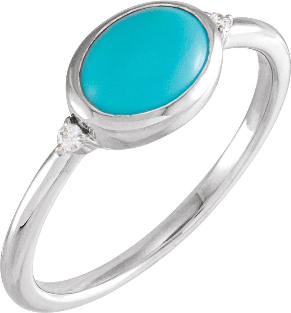 14K Yellow Natural Turquoise & .03 CTW Natural Diamond Ring