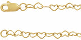 14K Yellow 3.2 mm Heart 18" Chain