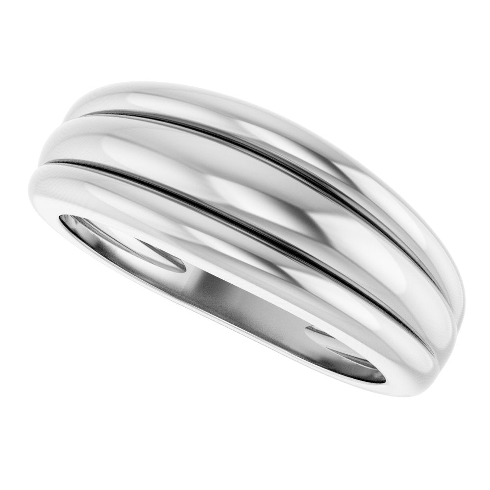 14K White Triple Dome Ring