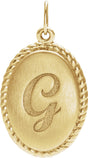 14K Yellow Engravable Oval Rope Pendant