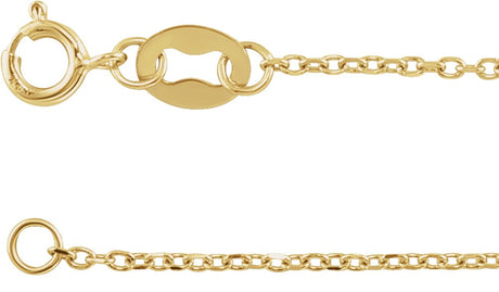 14K Yellow 1 mm Diamond-Cut Cable 7" Chain