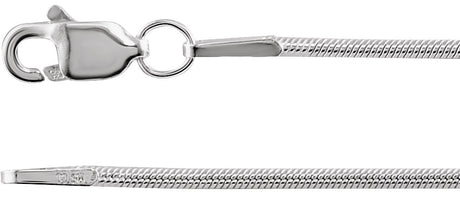 Sterling Silver 1 mm Snake 7" Chain