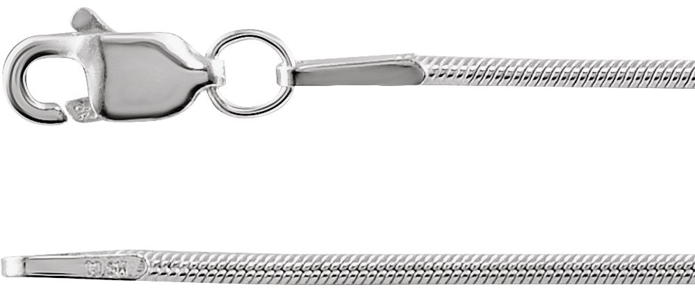 Sterling Silver 1 mm Snake 7" Chain