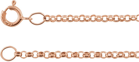 14K Rose 1.5 mm Rolo 16" Chain