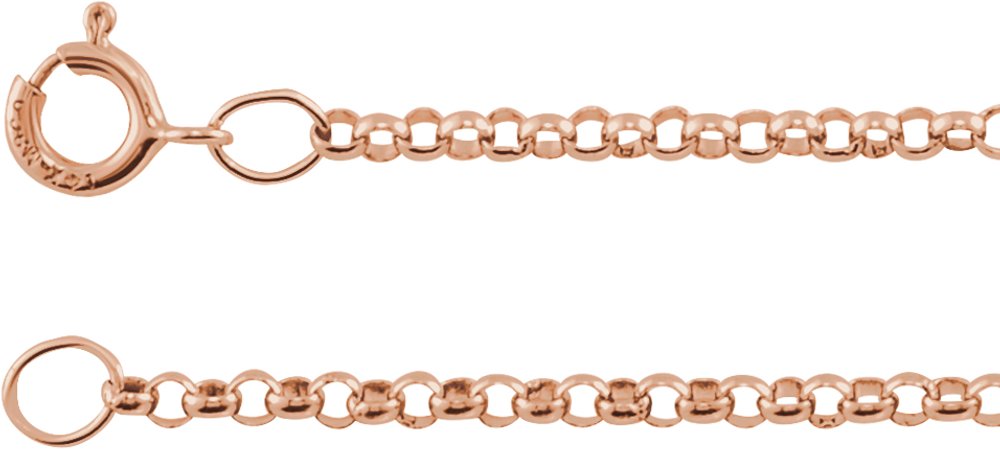 14K Rose 1.5 mm Rolo 18" Chain