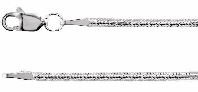 Rhodium-Plated Sterling Silver 1.5 mm Snake 16" Chain