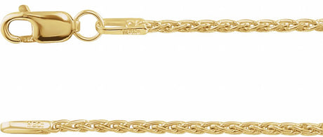 14K Yellow Gold 1.25 mm Wheat 7" Chain