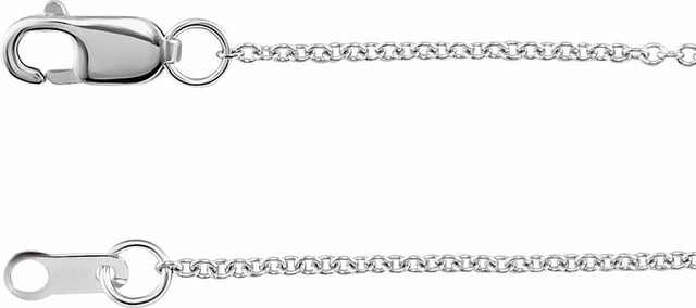 14K White Gold 1 mm Cable 18" Chain